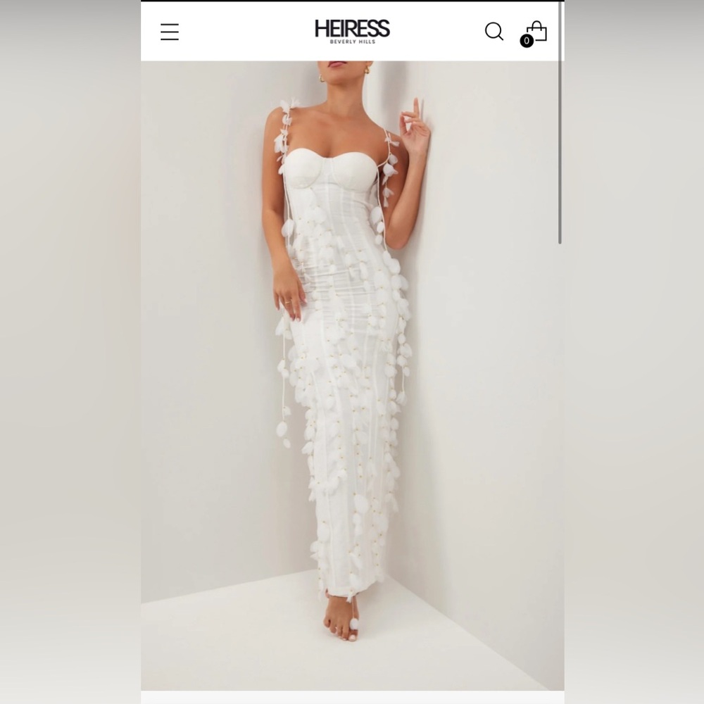 Heiress Beverly WHITE CORSET PETAL LINEN MAXI DRESS